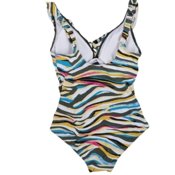 DKNY Ruffle Plunge Underwire Tummy Control One Piece Swimsuit Size 18 NWT - Picture 2 of 15
